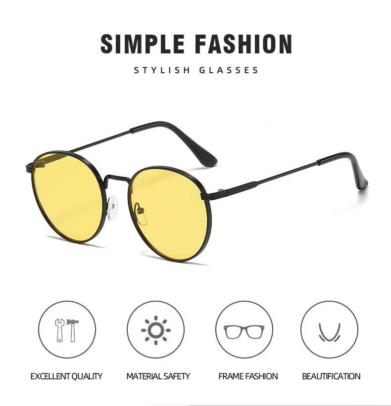 Ocean lens Metal Metal Frame Oval Sunglasses - Trendy Ocean Lens / $1.14 per pair (Wholesale Price) - Details 1