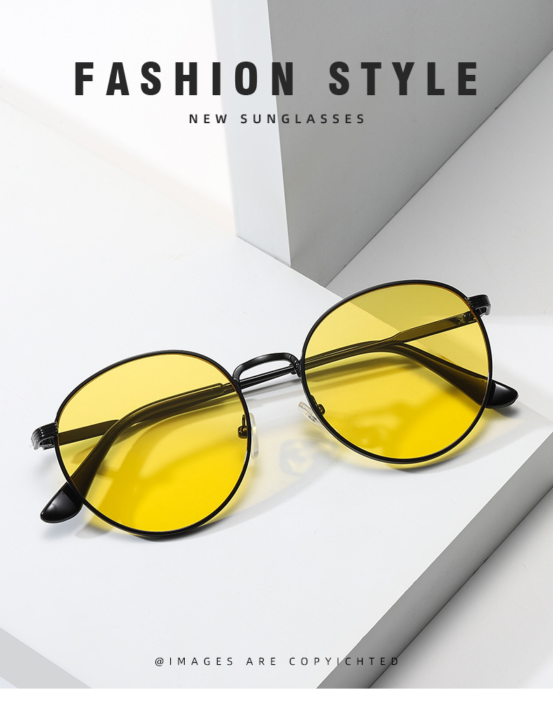 Ocean lens Metal Metal Frame Oval Sunglasses - Trendy Ocean Lens / $1.14 per pair (Wholesale Price) - Details 2