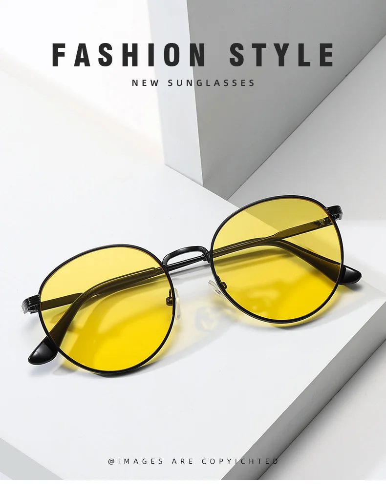 Ocean lens Metal Metal Frame Oval Sunglasses - Trendy Ocean Lens / $1.14 per pair (Wholesale Price) - Details 2