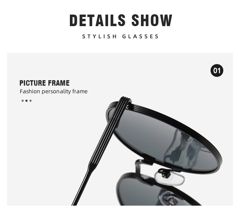 Ocean lens Metal Metal Frame Oval Sunglasses - Trendy Ocean Lens / $1.14 per pair (Wholesale Price) - Details 3