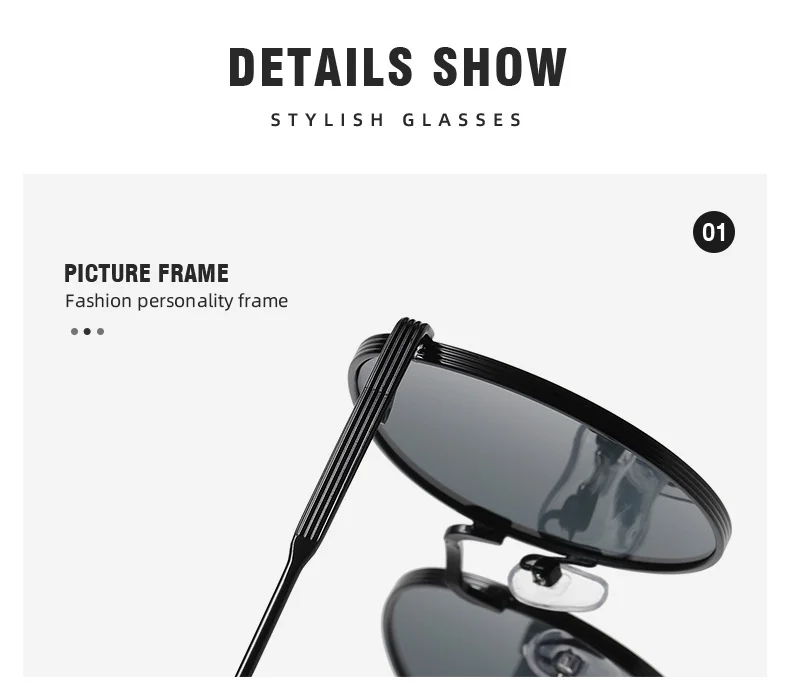Ocean lens Metal Metal Frame Oval Sunglasses - Trendy Ocean Lens / $1.14 per pair (Wholesale Price) - Details 3