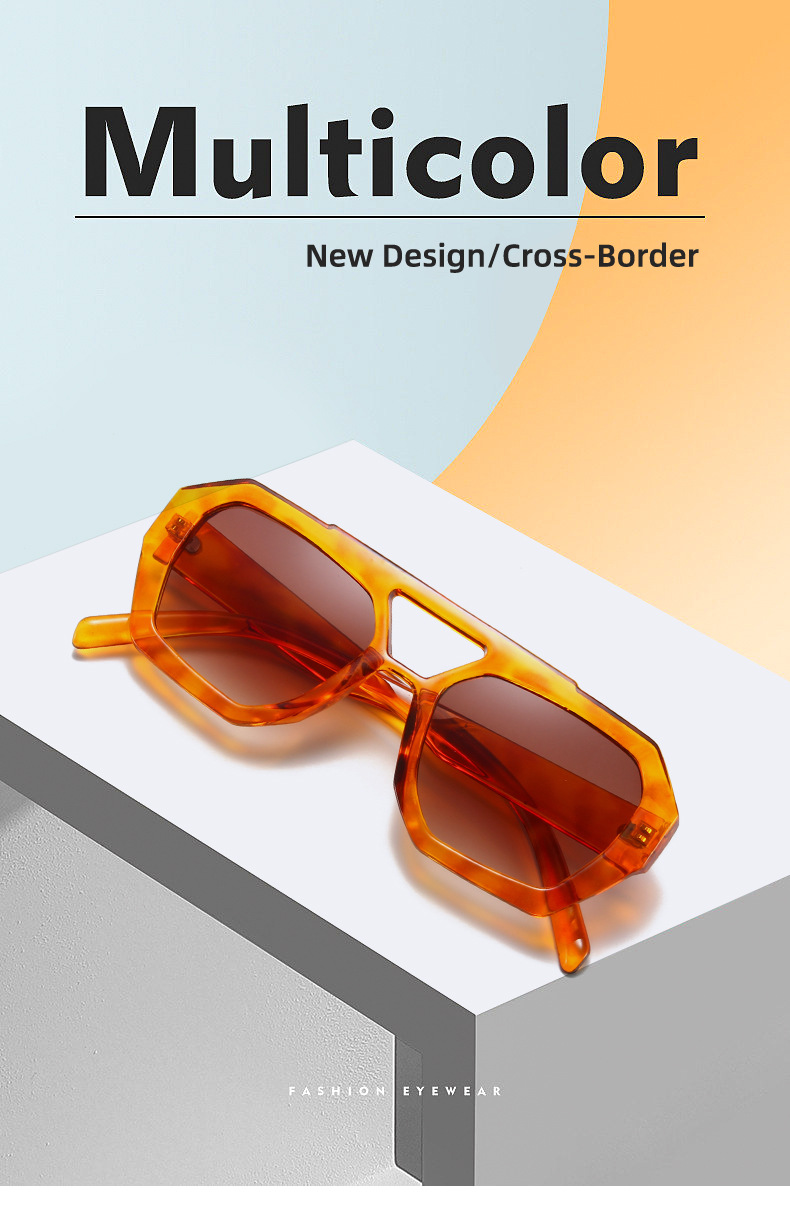 Minimalist color contrast PC Double-Bridge Sunglasses - Minimalist Color Contrast / $0.89 per pair (Wholesale Price) - Details 1