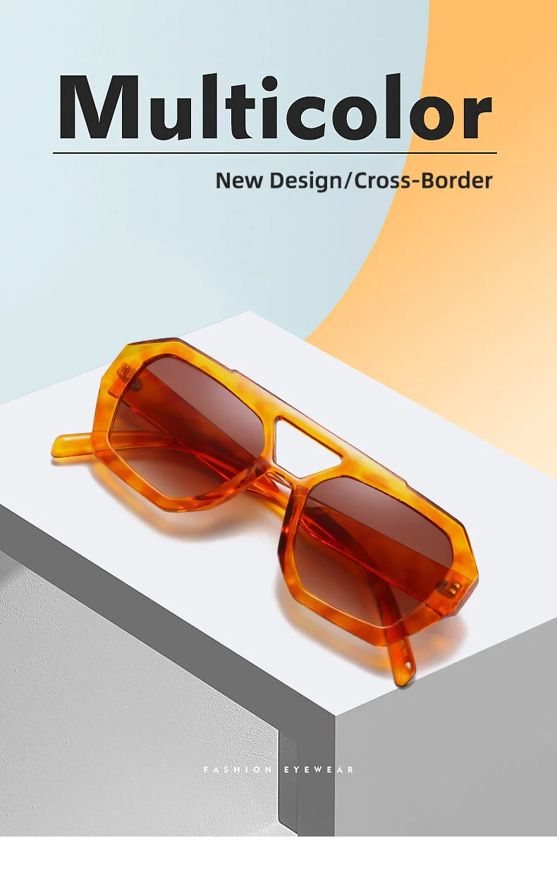 Minimalist color contrast PC Double-Bridge Sunglasses - Minimalist Color Contrast / $0.89 per pair (Wholesale Price) - Details 1
