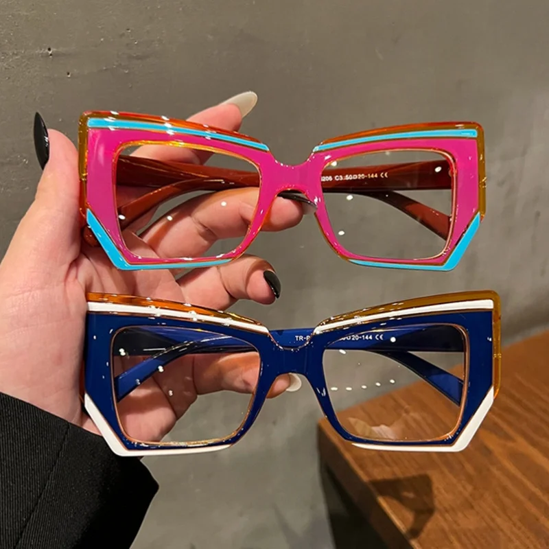 Multiple colors available PC Cat-Eye Blue Light Glasses - Artistic Oversized Frame / $0.72 per pair (Wholesale Price) - View 2