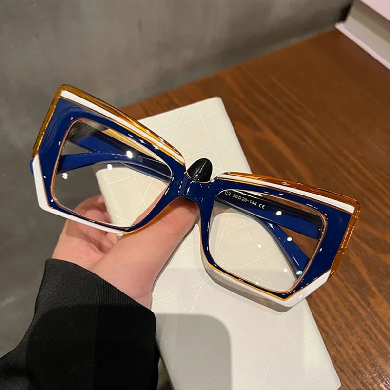 Multiple colors available PC Cat-Eye Blue Light Glasses - Artistic Oversized Frame / $0.72 per pair (Wholesale Price) - View 3