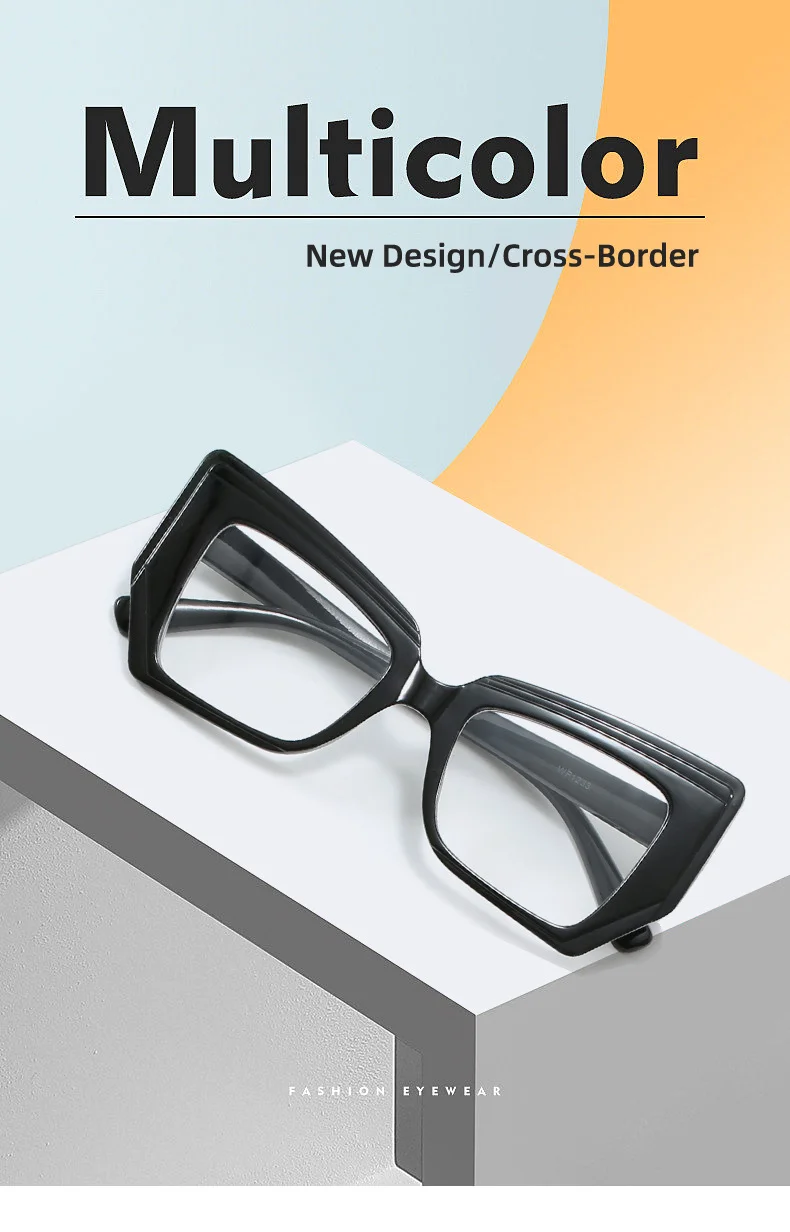 Multiple colors available PC Cat-Eye Blue Light Glasses - Artistic Oversized Frame / $0.72 per pair (Wholesale Price) - View 4