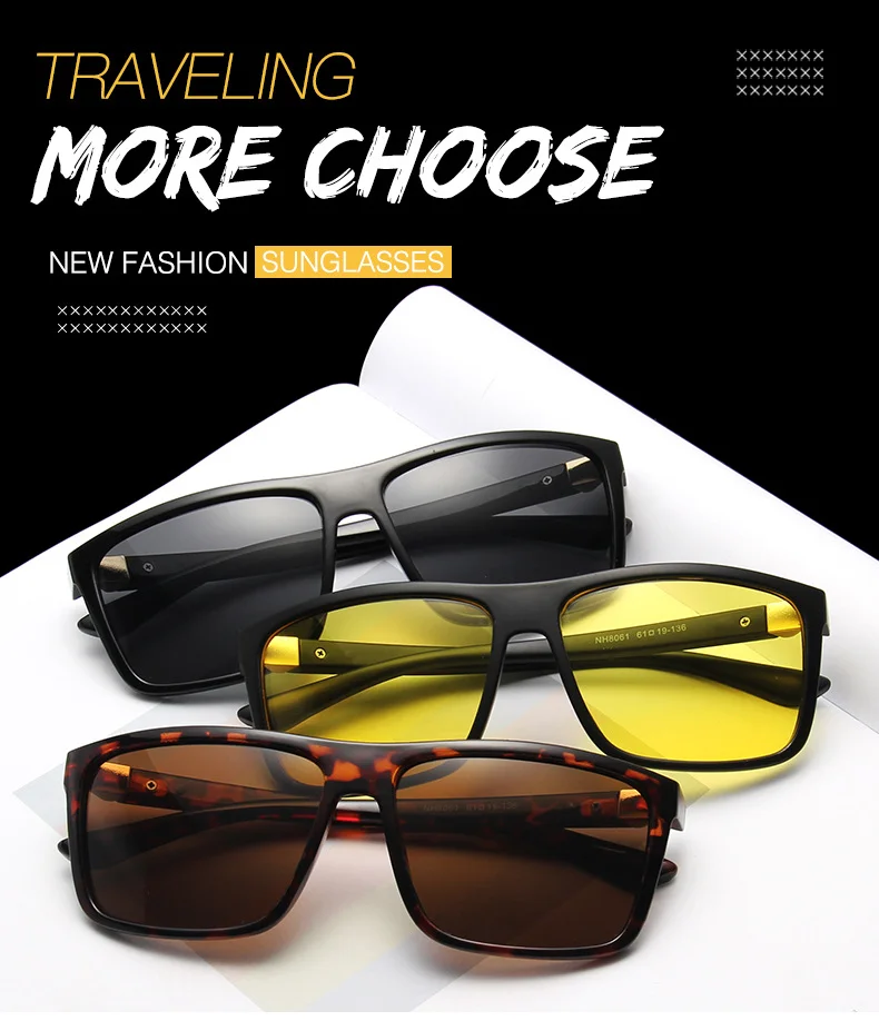 Bright Black, Sand Black, Leopard Print PC Classic Design Custom Vintage for Men Male Driving Sun Glasses Sunglasses Shades - View 2