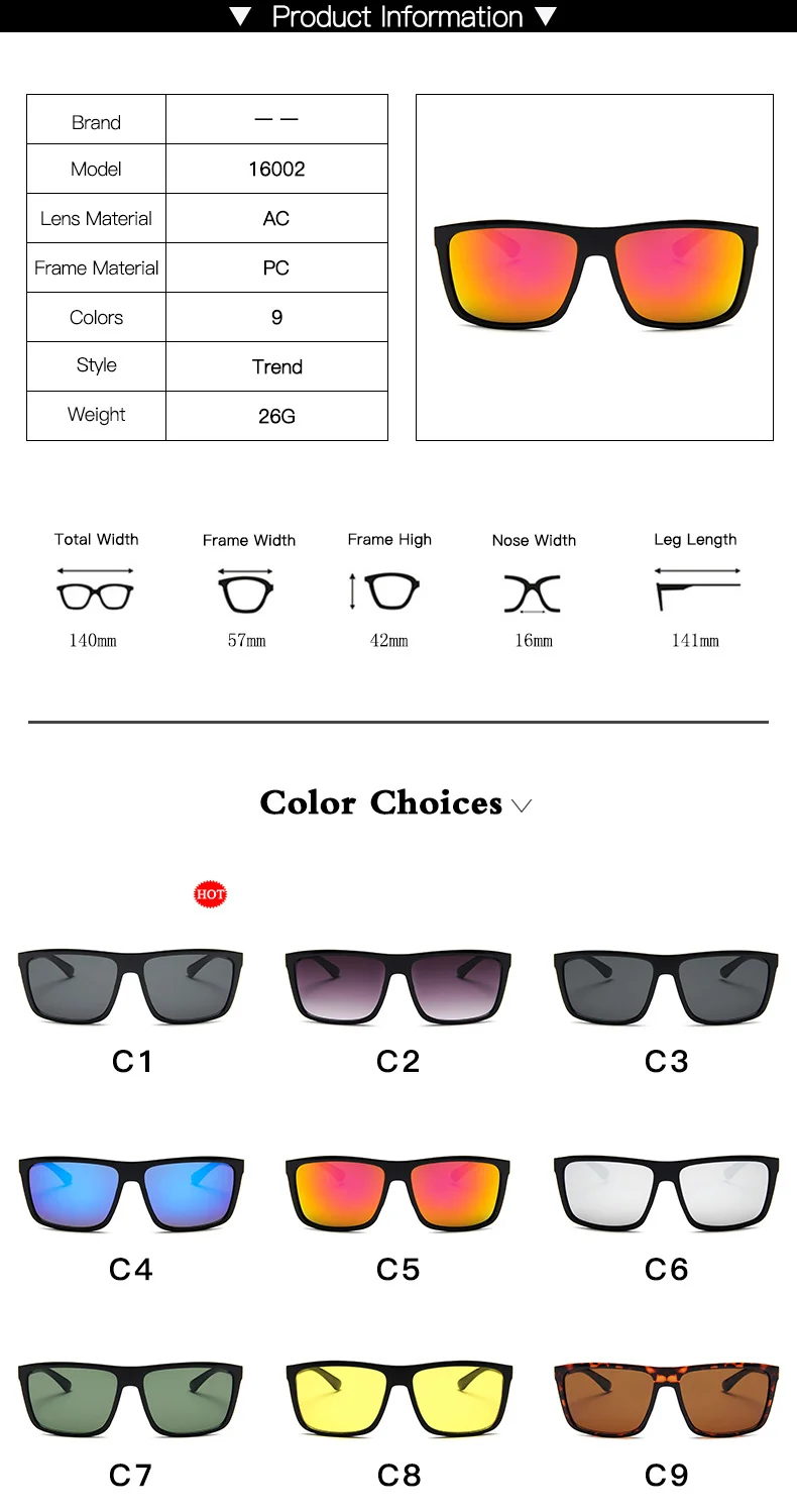 Bright Black, Sand Black, Leopard Print PC Classic Design Custom Vintage for Men Male Driving Sun Glasses Sunglasses Shades - Details 1