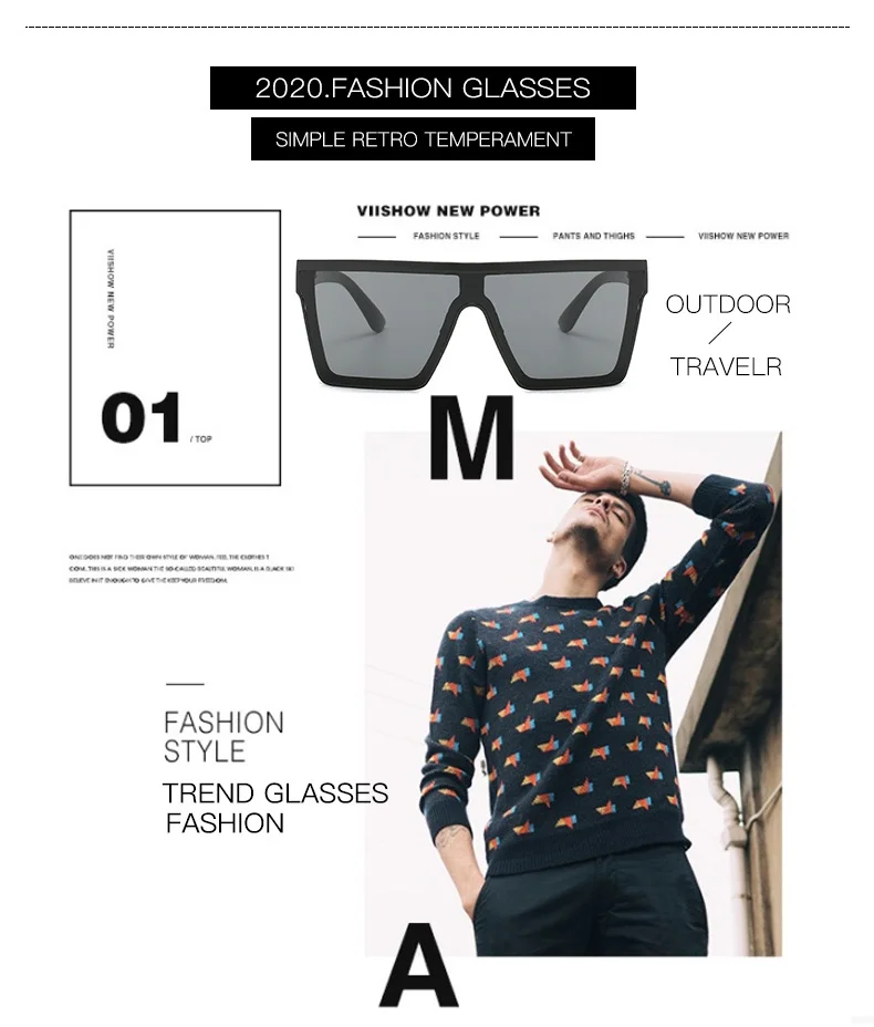 Bright Black, Leopard Print, Purple, Transparent Tea, Red, Blue PC Fashion Oversized Vintage UV400 Men Brand Sun Glasses New Luxury Square Sunglasses Women Oversize Female Big Frame Shades - View 4