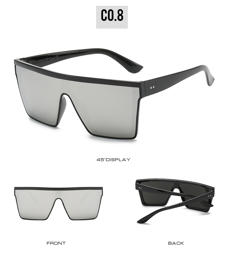 Bright Black, Leopard Print, Purple, Transparent Tea, Red, Blue PC Fashion Oversized Vintage UV400 Men Brand Sun Glasses New Luxury Square Sunglasses Women Oversize Female Big Frame Shades - Details 10
