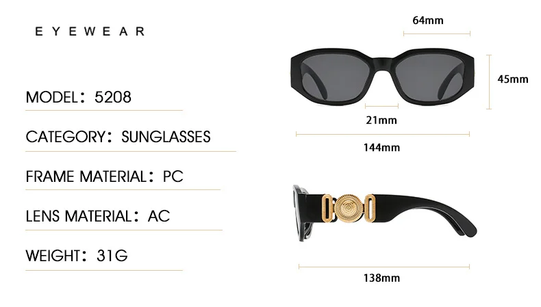 Multiple colors available PC Small Frame Sunglasses - Retro Polygonal Trendy Glasses / $0.73 per pair (Wholesale Price) - Details 3