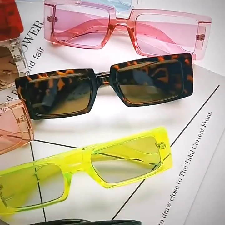 Transparent, Multiple colors PC Retro Square Sunglasses / $0.74 per pair (Wholesale Price) - View 3