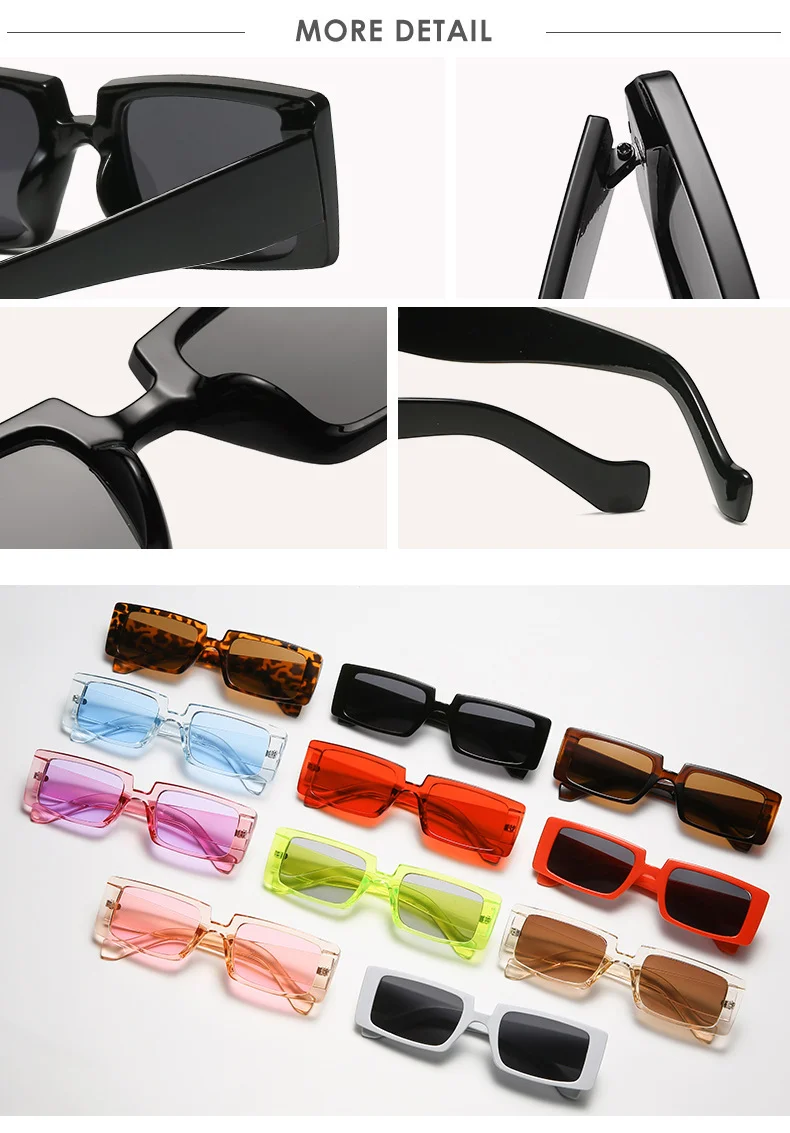 Transparent, Multiple colors PC Retro Square Sunglasses / $0.74 per pair (Wholesale Price) - Details 1