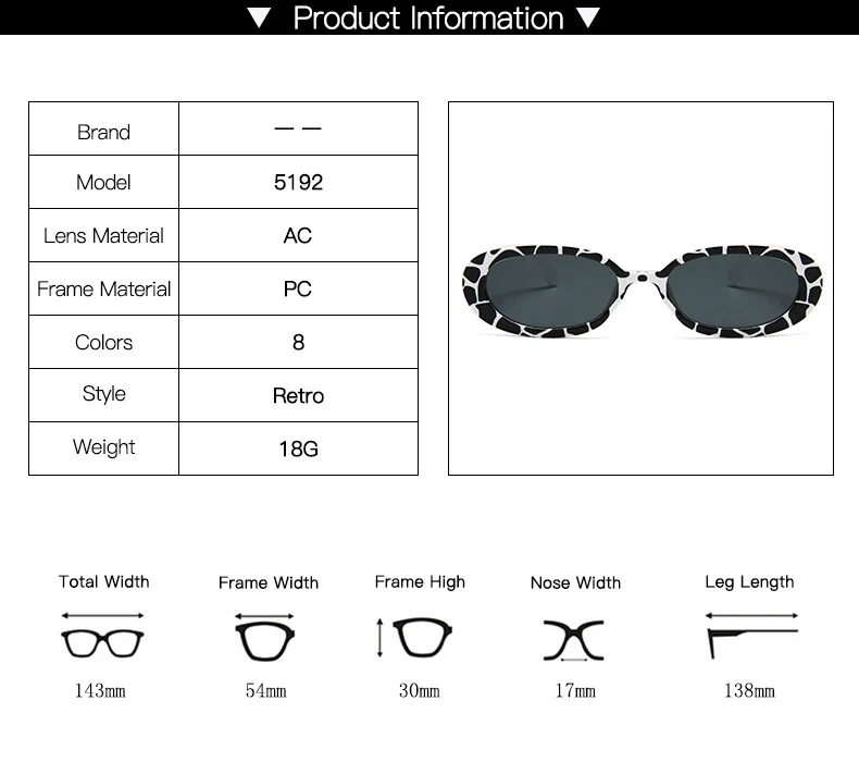 Cow Print PC Cow Print Sunglasses - Lightweight and Comfortable / $0.53 per pair (Wholesale Price) - Details 1