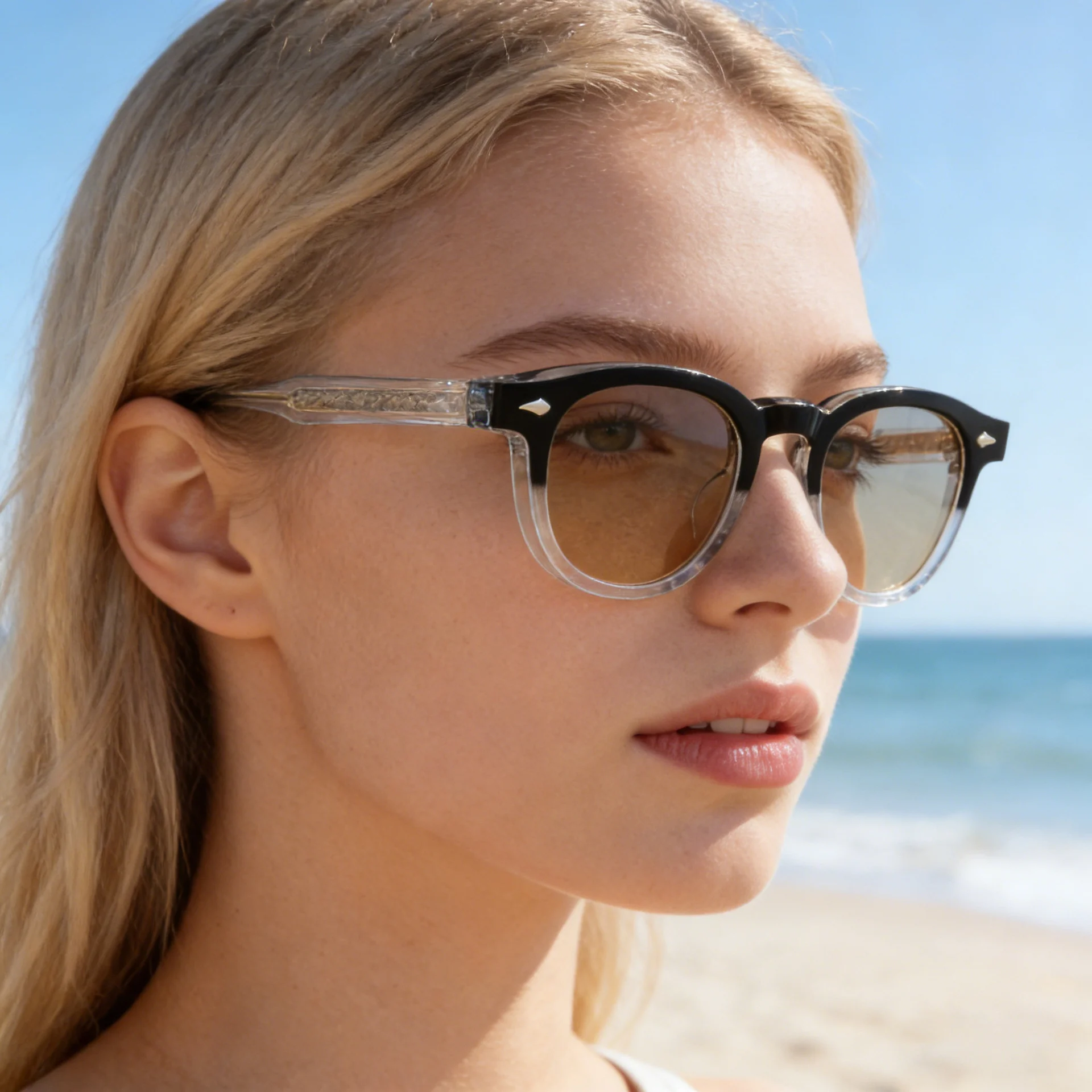 Black Acetate Chic Women's Square Photochromic Sunglasses - Euro-American Fashion, Acetate Frames with Pin Hinges, and UV Protection for Outdoor Use. - Details 3
