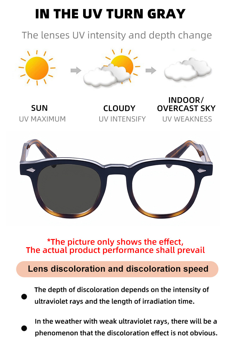 Black Acetate Chic Women's Square Photochromic Sunglasses - Euro-American Fashion, Acetate Frames with Pin Hinges, and UV Protection for Outdoor Use. - Details 11