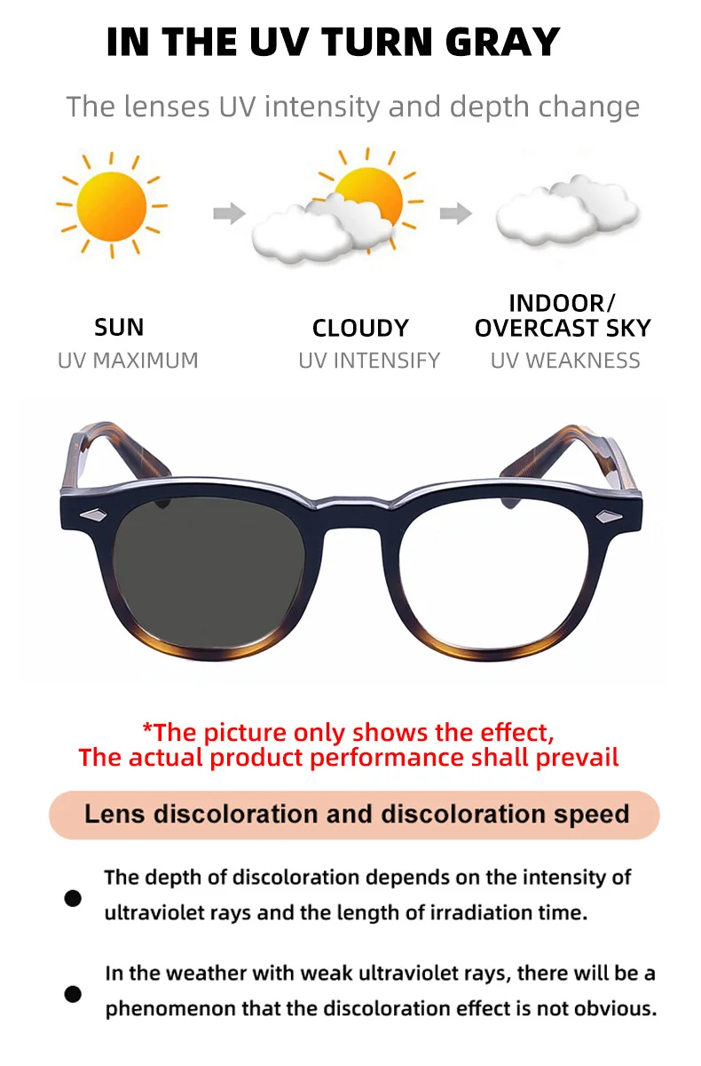 Black Acetate Chic Women's Square Photochromic Sunglasses - Euro-American Fashion, Acetate Frames with Pin Hinges, and UV Protection for Outdoor Use. - Details 11