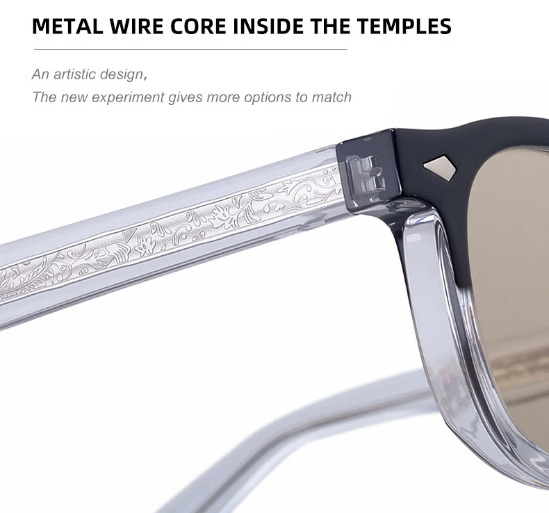 Black Acetate Chic Women's Square Photochromic Sunglasses - Euro-American Fashion, Acetate Frames with Pin Hinges, and UV Protection for Outdoor Use. - Details 13