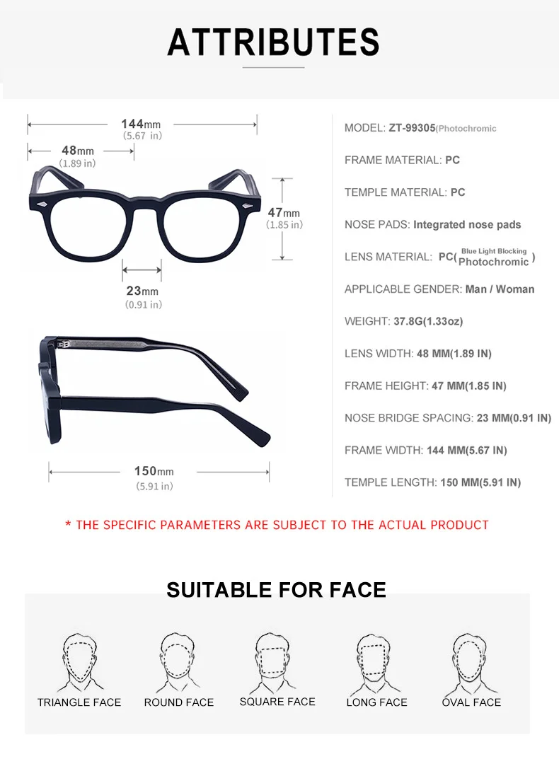 Black Acetate Chic Women's Square Photochromic Sunglasses - Euro-American Fashion, Acetate Frames with Pin Hinges, and UV Protection for Outdoor Use. - Details 18
