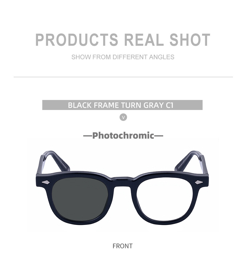 Black Acetate Chic Women's Square Photochromic Sunglasses - Euro-American Fashion, Acetate Frames with Pin Hinges, and UV Protection for Outdoor Use. - Details 19