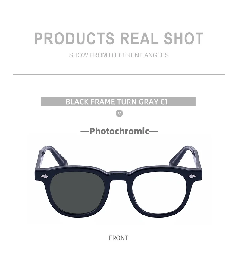 Black Acetate Chic Women's Square Photochromic Sunglasses - Euro-American Fashion, Acetate Frames with Pin Hinges, and UV Protection for Outdoor Use. - Details 19