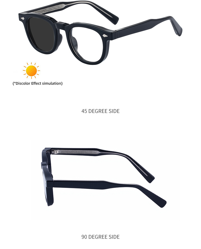 Black Acetate Chic Women's Square Photochromic Sunglasses - Euro-American Fashion, Acetate Frames with Pin Hinges, and UV Protection for Outdoor Use. - Details 20
