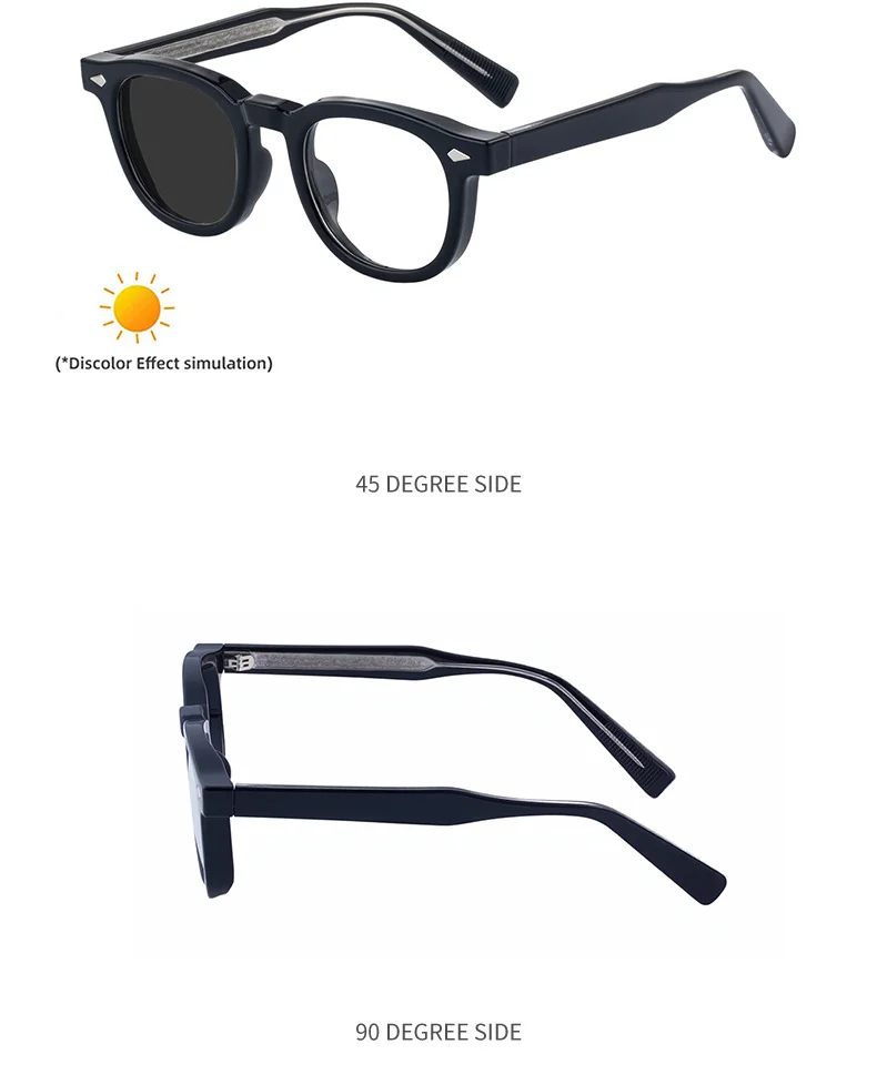 Black Acetate Chic Women's Square Photochromic Sunglasses - Euro-American Fashion, Acetate Frames with Pin Hinges, and UV Protection for Outdoor Use. - Details 20