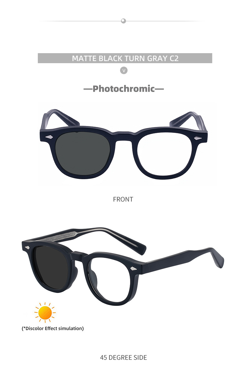 Black Acetate Chic Women's Square Photochromic Sunglasses - Euro-American Fashion, Acetate Frames with Pin Hinges, and UV Protection for Outdoor Use. - Details 21