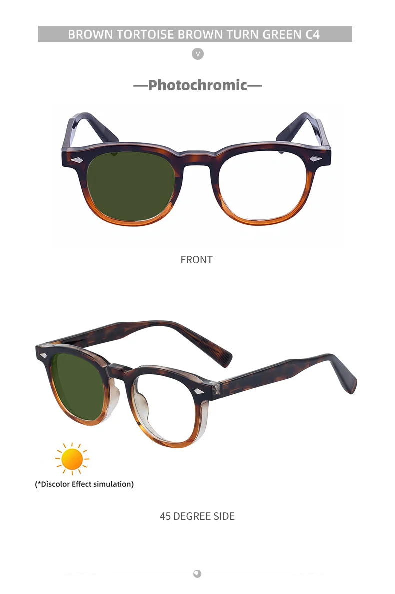 Black Acetate Chic Women's Square Photochromic Sunglasses - Euro-American Fashion, Acetate Frames with Pin Hinges, and UV Protection for Outdoor Use. - Details 23