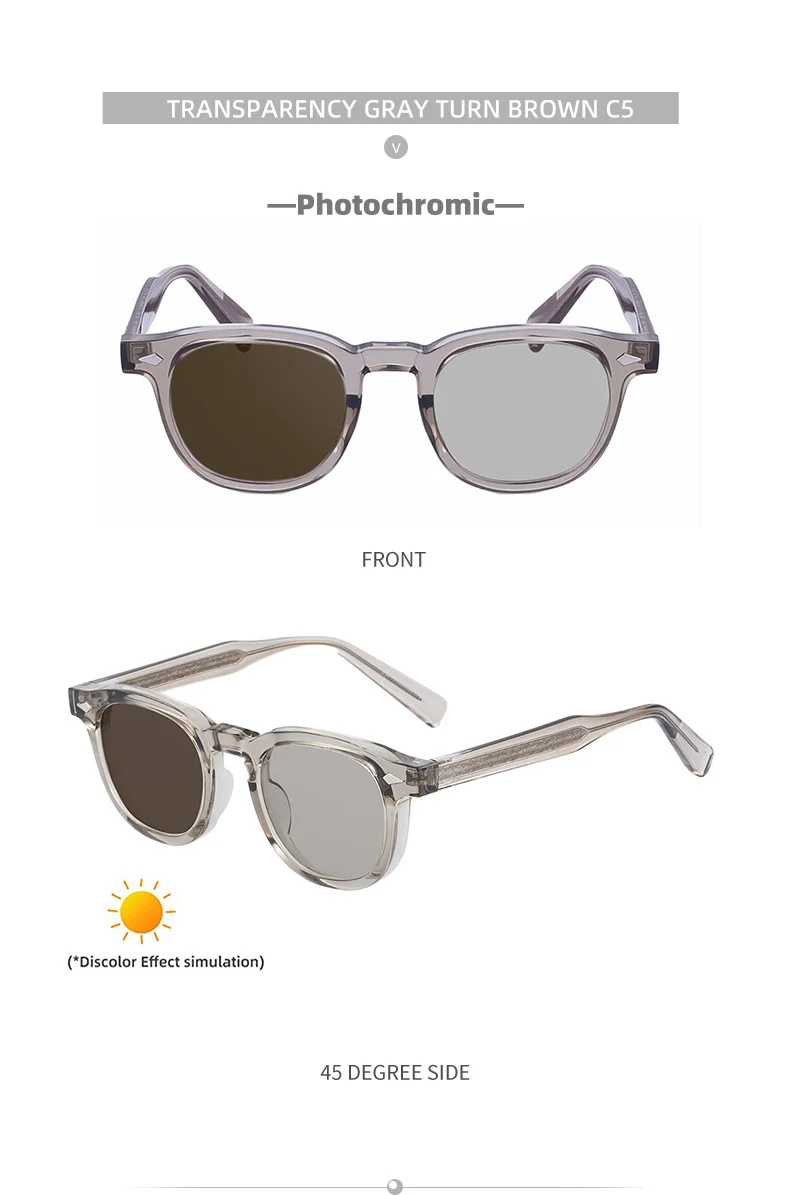 Black Acetate Chic Women's Square Photochromic Sunglasses - Euro-American Fashion, Acetate Frames with Pin Hinges, and UV Protection for Outdoor Use. - Details 24