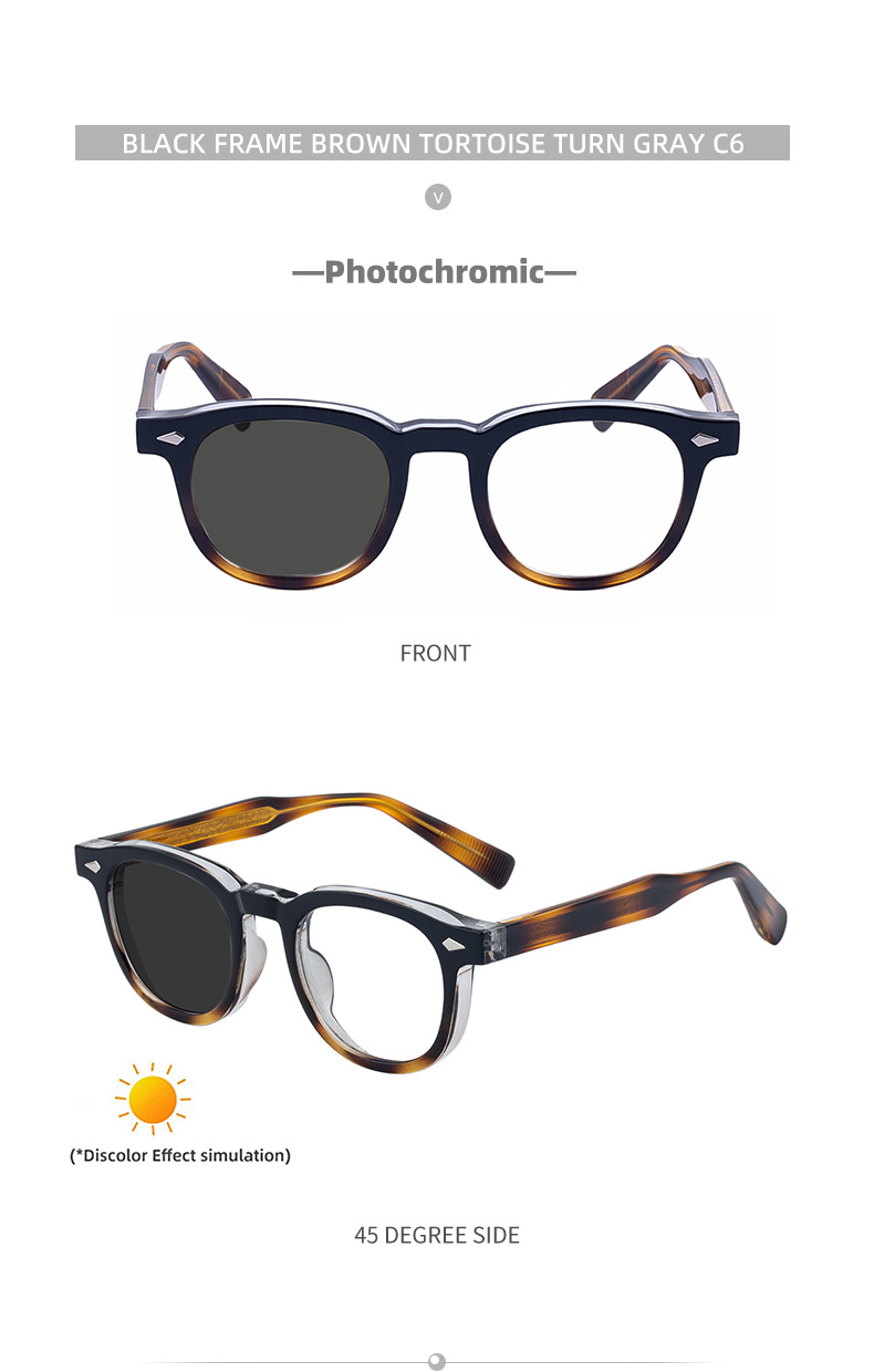 Chic Women's Square Photochromic Sunglasses - Euro-American Fashion, Acetate Frames with Pin Hinges, and UV Protection for Outdoor Use. Details and Specifications