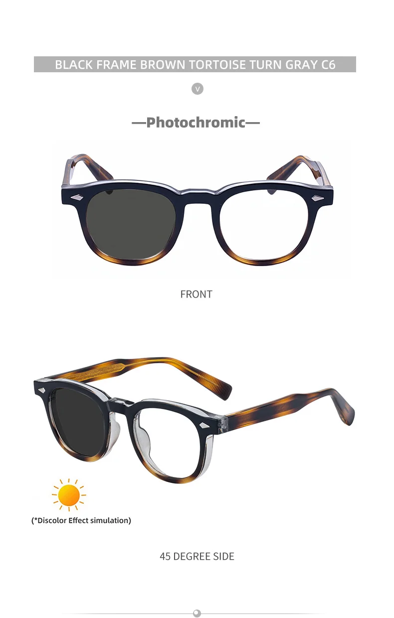 Black Acetate Chic Women's Square Photochromic Sunglasses - Euro-American Fashion, Acetate Frames with Pin Hinges, and UV Protection for Outdoor Use. - Details 25