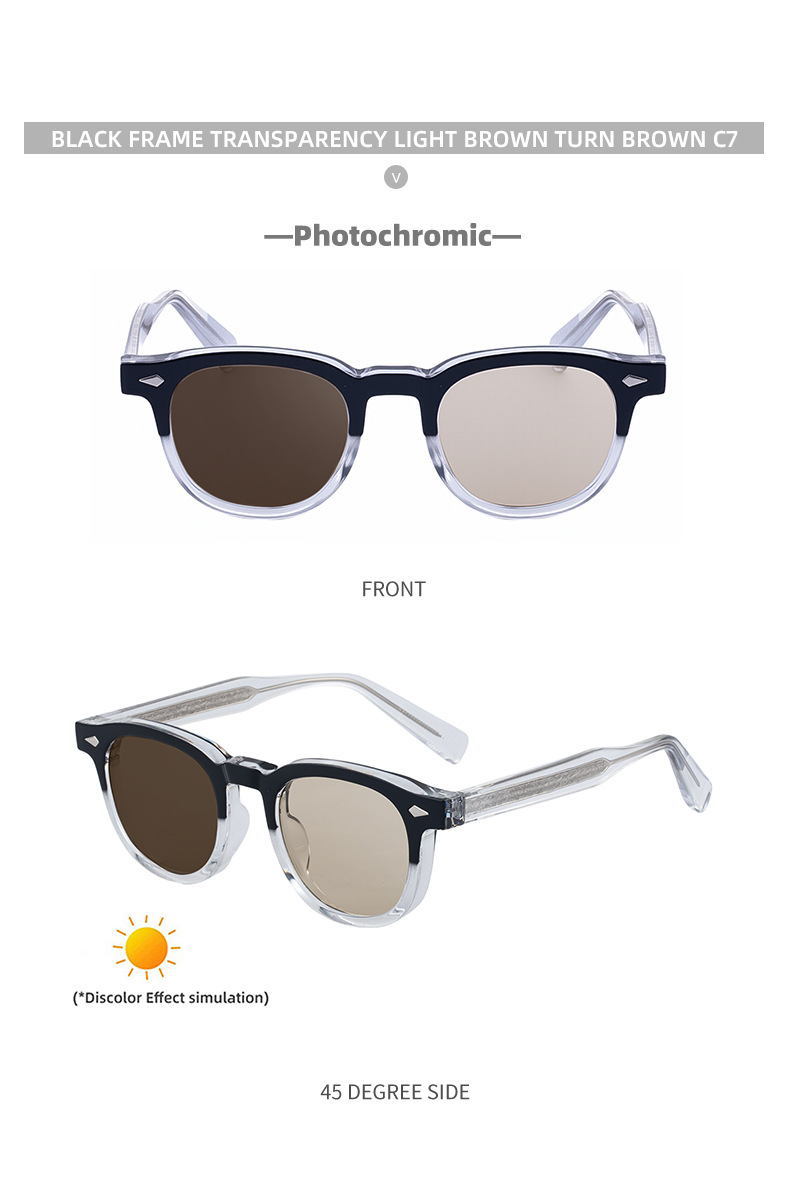 Black Acetate Chic Women's Square Photochromic Sunglasses - Euro-American Fashion, Acetate Frames with Pin Hinges, and UV Protection for Outdoor Use. - Details 26