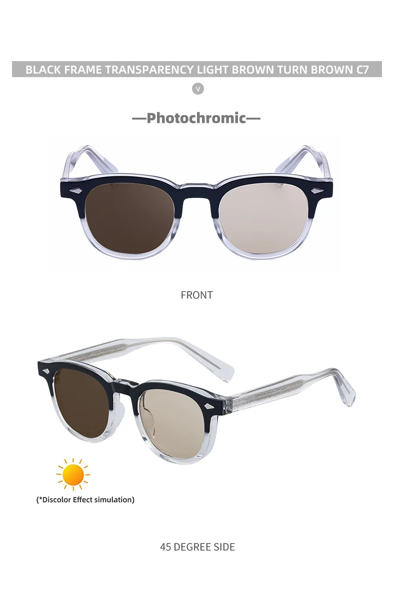 Black Acetate Chic Women's Square Photochromic Sunglasses - Euro-American Fashion, Acetate Frames with Pin Hinges, and UV Protection for Outdoor Use. - Details 26