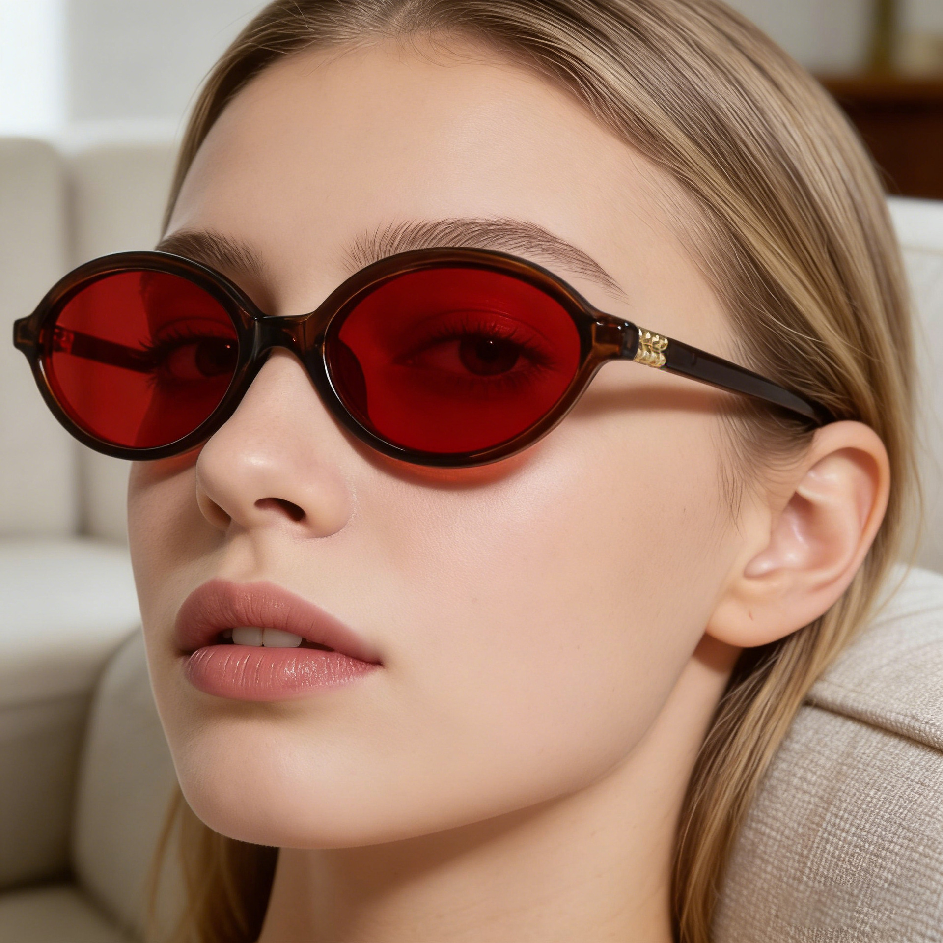 Black + Red PC 2026 New Red Dual-Use Glasses - Fashion Oval Frames for Blue Light Blocking - Details 1