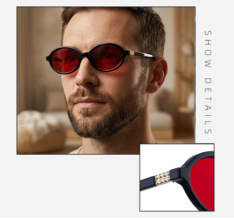 Black + Red PC 2026 New Red Dual-Use Glasses - Fashion Oval Frames for Blue Light Blocking - Details 16