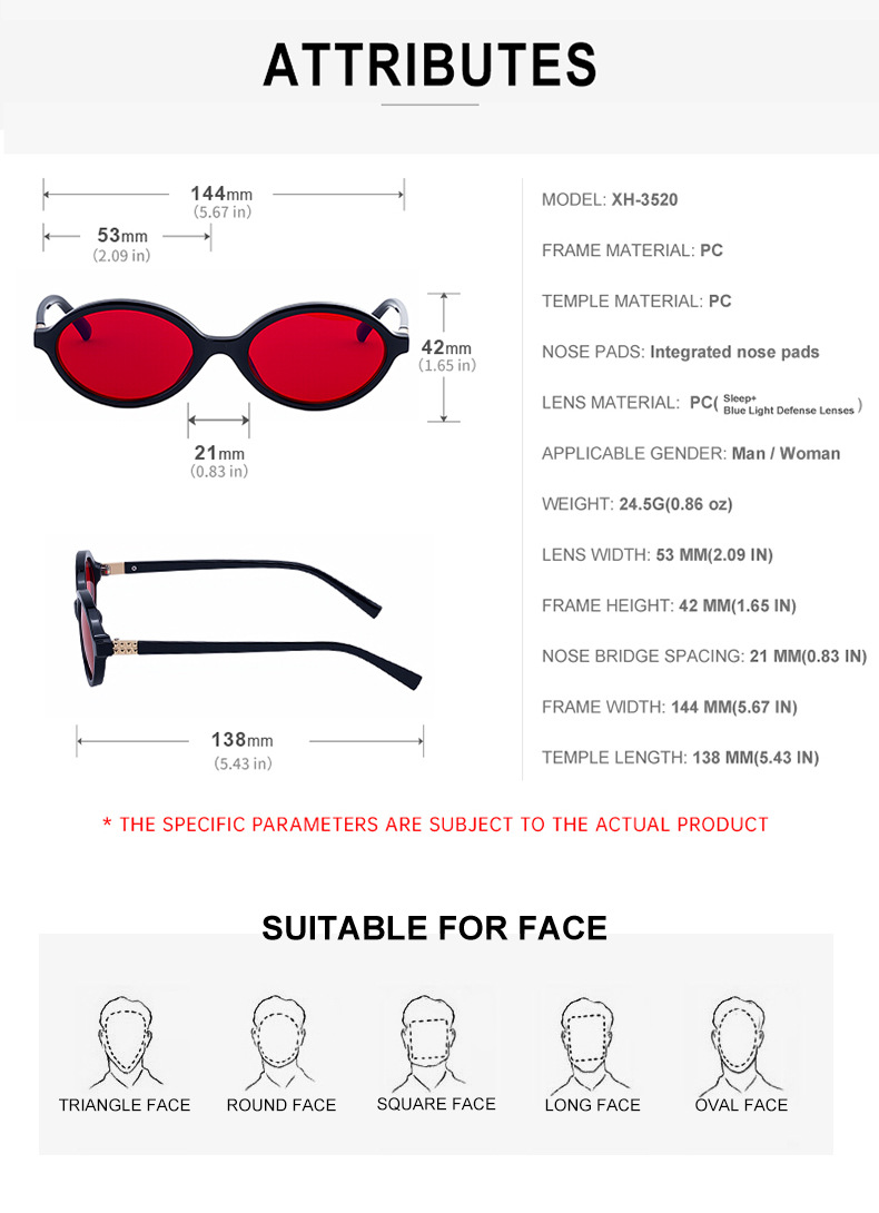 Black + Red PC 2026 New Red Dual-Use Glasses - Fashion Oval Frames for Blue Light Blocking - Details 22