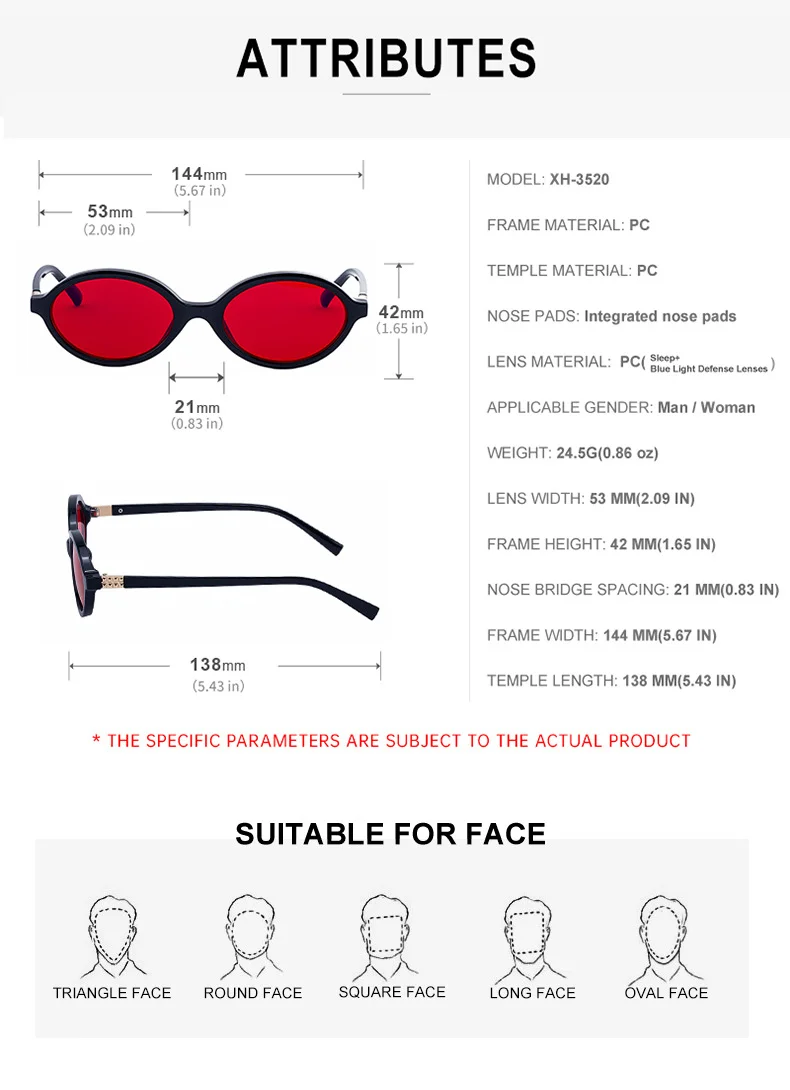 Black + Red PC 2026 New Red Dual-Use Glasses - Fashion Oval Frames for Blue Light Blocking - Details 22
