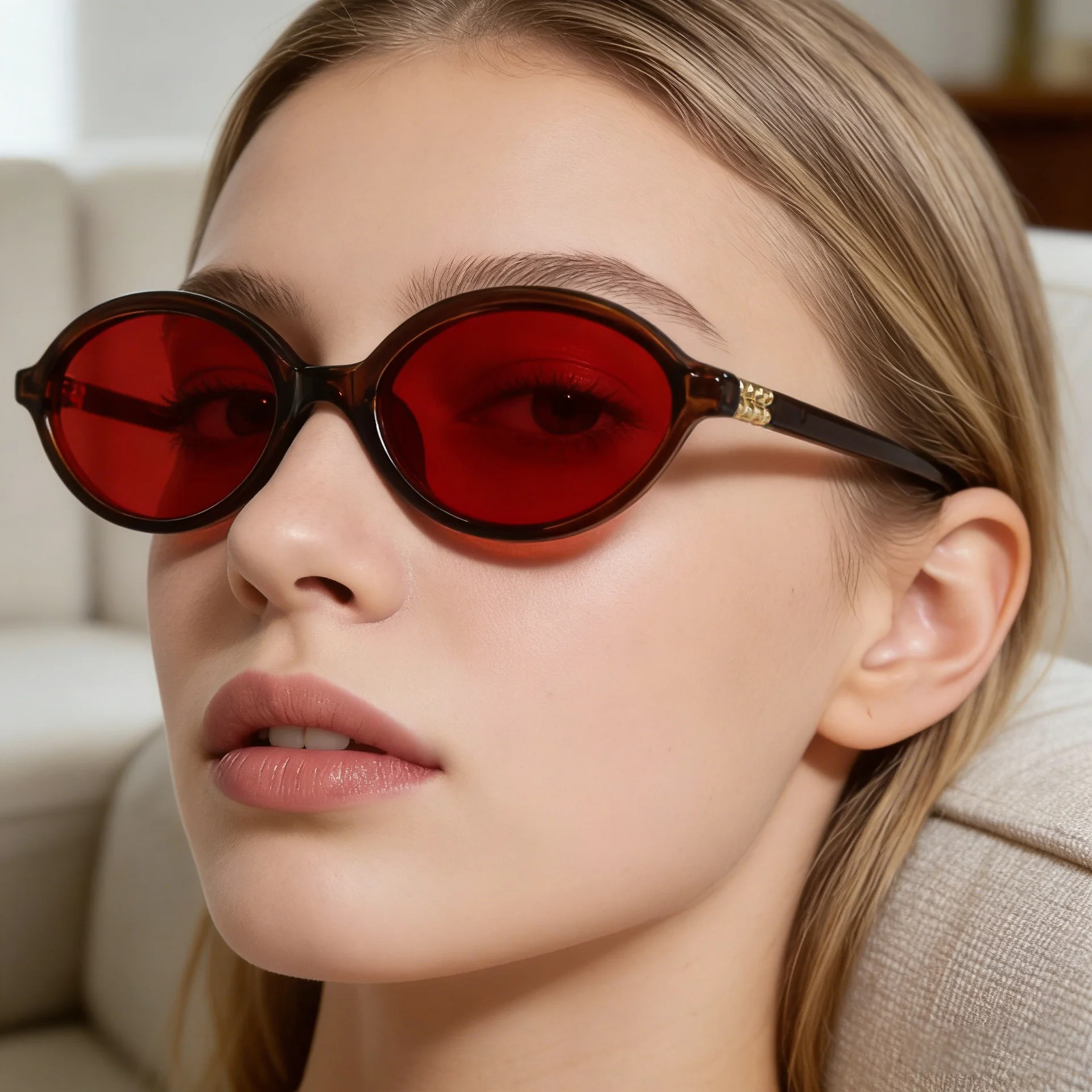 Black + Red PC 2026 New Red Dual-Use Glasses - Fashion Oval Frames for Blue Light Blocking - View 2