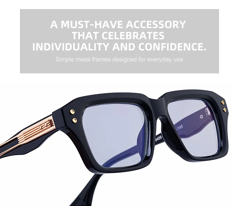 Glossy Black/Gold，Matte Black/White，Matte Black/Gunmetal, Tortoise Gold/White, Matte Translucent Grey, Matte Clear/Silver Zinc Alloy 2026 New Men's Chic Square Photochromic Sunglasses. Personalized Outdoor Gear with UV400 Protection - Details 12