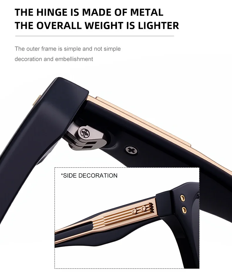 Glossy Black/Gold，Matte Black/White，Matte Black/Gunmetal, Tortoise Gold/White, Matte Translucent Grey, Matte Clear/Silver Zinc Alloy 2026 New Men's Chic Square Photochromic Sunglasses. Personalized Outdoor Gear with UV400 Protection - Details 14