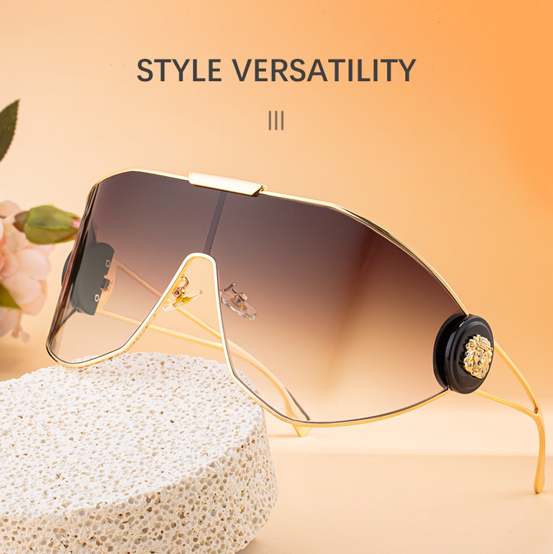 Black Plastic + Metal 2026 New Chic Women's One-Piece Sports Sunglasses. Full-Frame Design with UV400 Protection for Cycling and Outdoor Adventures. - Details 5