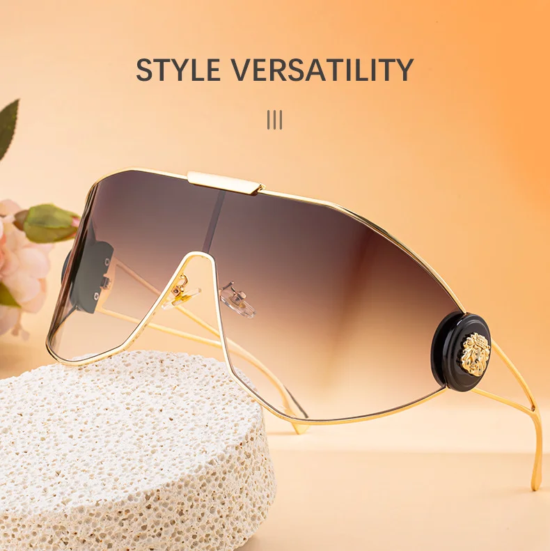 Black Plastic + Metal 2026 New Chic Women's One-Piece Sports Sunglasses. Full-Frame Design with UV400 Protection for Cycling and Outdoor Adventures. - Details 5