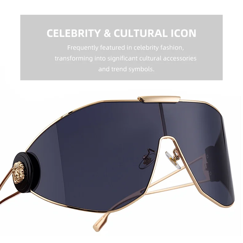 Black Plastic + Metal 2026 New Chic Women's One-Piece Sports Sunglasses. Full-Frame Design with UV400 Protection for Cycling and Outdoor Adventures. - Details 7