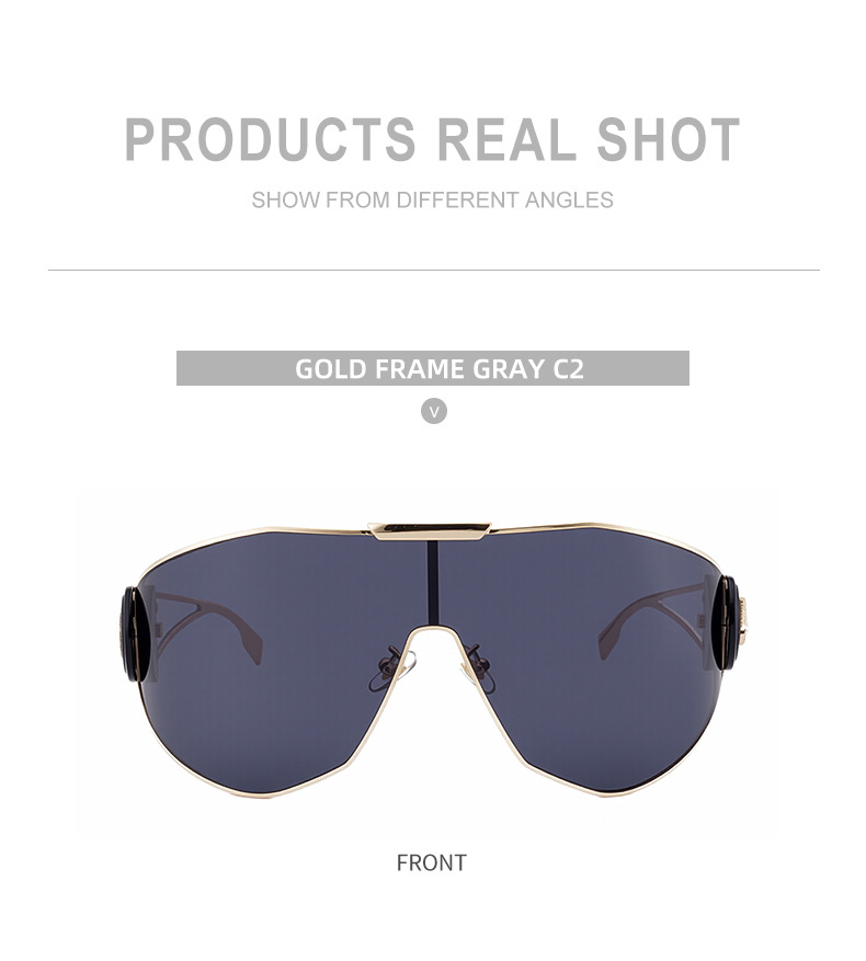 Black Plastic + Metal 2026 New Chic Women's One-Piece Sports Sunglasses. Full-Frame Design with UV400 Protection for Cycling and Outdoor Adventures. - Details 13