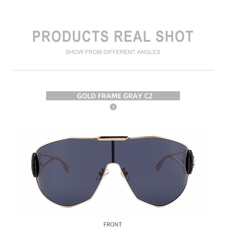 Black Plastic + Metal 2026 New Chic Women's One-Piece Sports Sunglasses. Full-Frame Design with UV400 Protection for Cycling and Outdoor Adventures. - Details 13