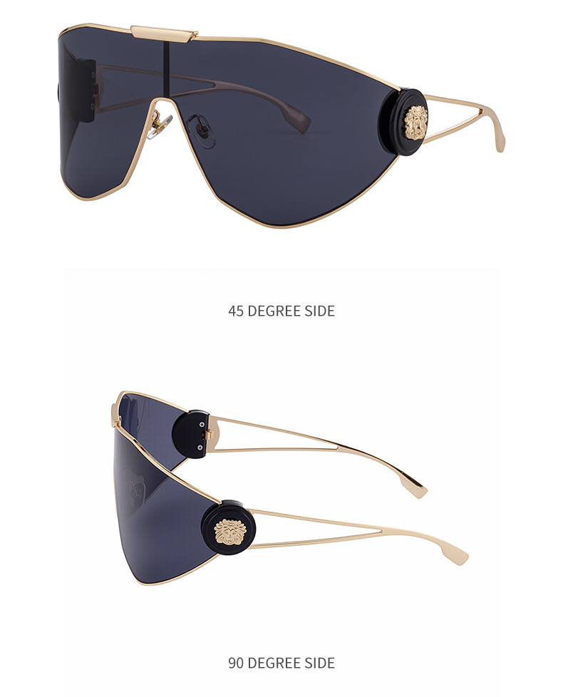 Black Plastic + Metal 2026 New Chic Women's One-Piece Sports Sunglasses. Full-Frame Design with UV400 Protection for Cycling and Outdoor Adventures. - Details 14