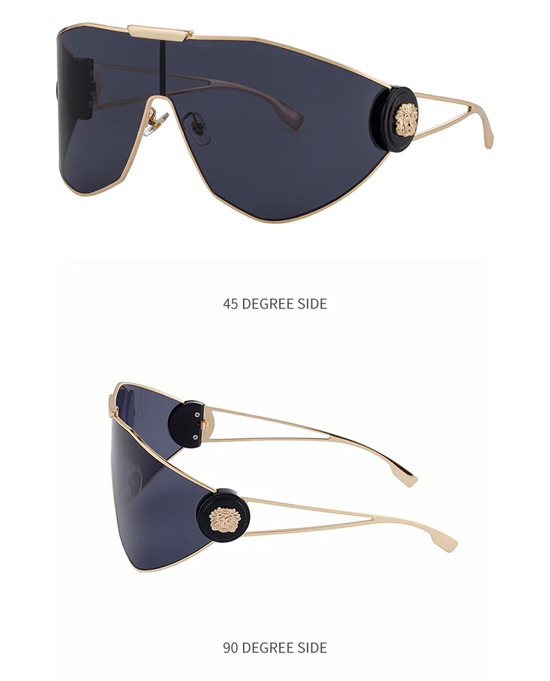 Black Plastic + Metal 2026 New Chic Women's One-Piece Sports Sunglasses. Full-Frame Design with UV400 Protection for Cycling and Outdoor Adventures. - Details 14