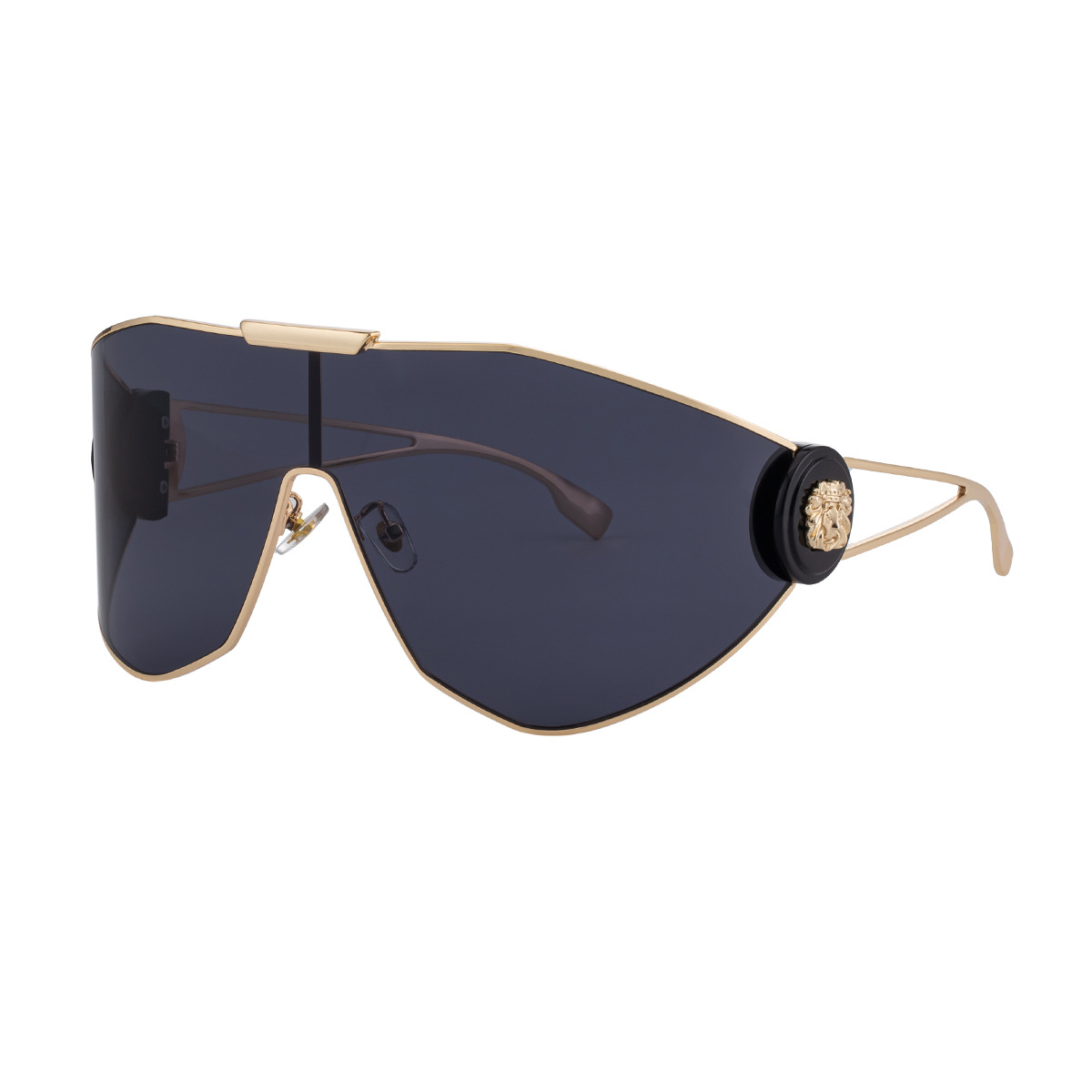 Black Plastic + Metal 2026 New Chic Women's One-Piece Sports Sunglasses. Full-Frame Design with UV400 Protection for Cycling and Outdoor Adventures. - View 4