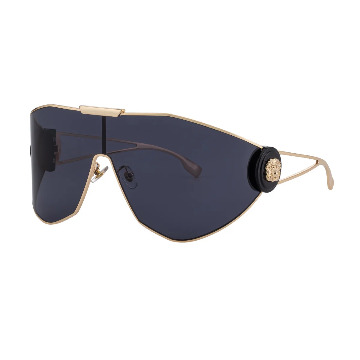 Black Plastic + Metal 2026 New Chic Women's One-Piece Sports Sunglasses. Full-Frame Design with UV400 Protection for Cycling and Outdoor Adventures. - View 4